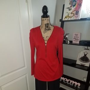 Lady in Red - Zip Front Top